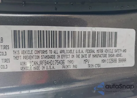 2017 Jeep Patriot Latitude 4X4 z USA, uszkodzony, nr VIN 1C4NJRFB4HD175436